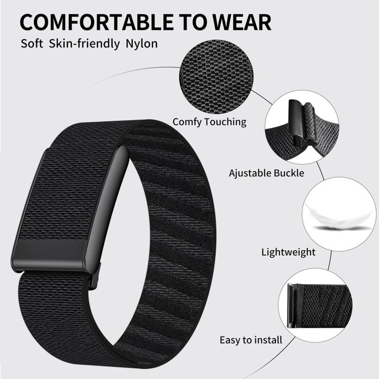 xDfind Black Buckle Sport Elastic Twill Pattern Nylon Watch Band, For WHOOP 5.0 Standard Version