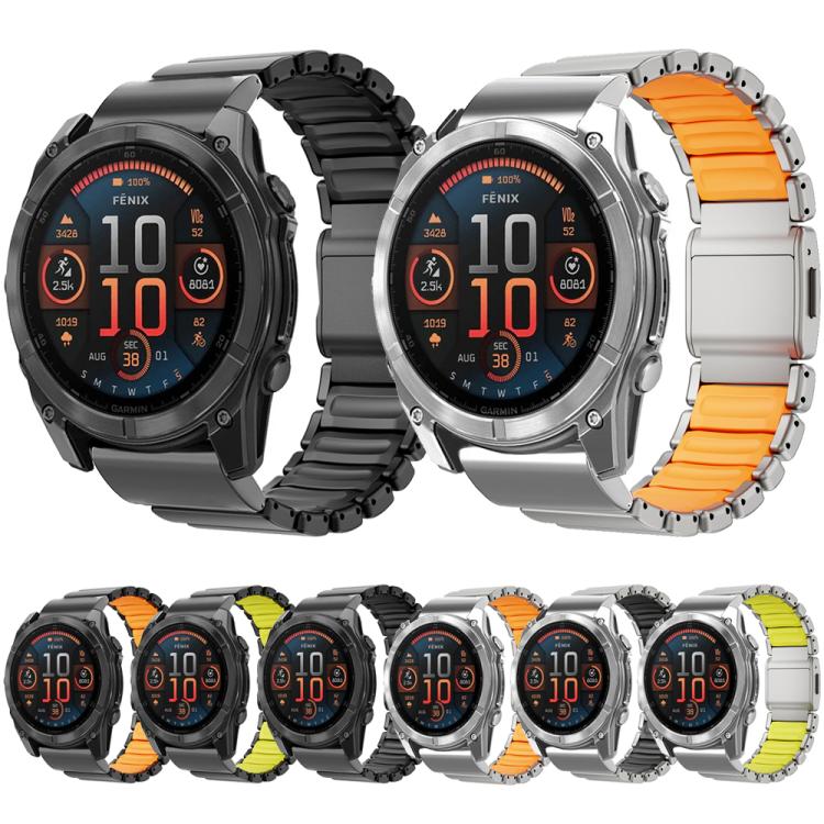 Magnetic Norman Buckle Integrated One-bead Titanium Alloy Watch Band, For Garmin 26mm