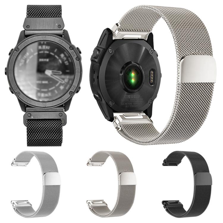 Integrated Tactix Milanese Magnetic Stainless Steel Watch Band, For Garmin 26mm, For Garmin 22mm, For Garmin 20mm