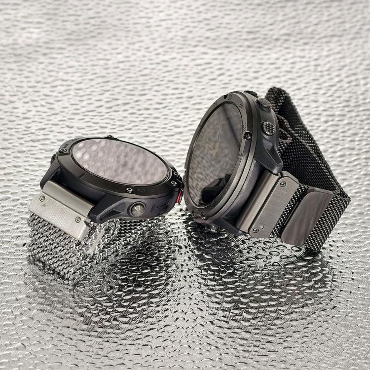 Integrated Tactix Milanese Magnetic Stainless Steel Watch Band, For Garmin 26mm, For Garmin 22mm, For Garmin 20mm