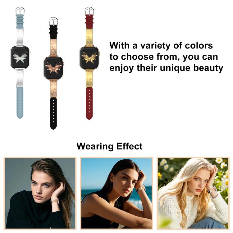 xDfind Butterfly Stainless Steel Hybrid Genuine Leather Watch Band, For Apple Watch 42 / 44 / 45 / 46 / 49mm, For Apple Watch 38 / 40 / 41 / S11 42mm