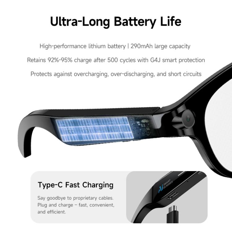 M89 2MP AI Smart Glasses Support Bluetooth Call, AI Intelligent Voice Assistant