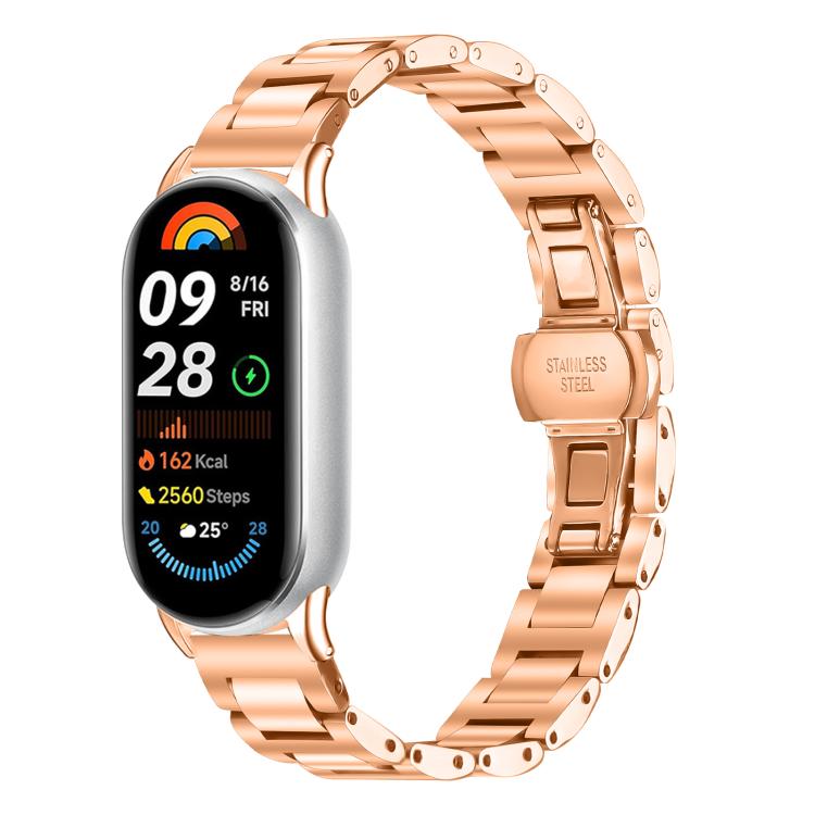 Slim Butterfly Buckle Metal Stainless Steel Watch Band, For Xiaomi Smart Band 11 / 10 / 9 / 8, For Xiaomi Smart Band 10 Pro / Redmi Watch6 / 5