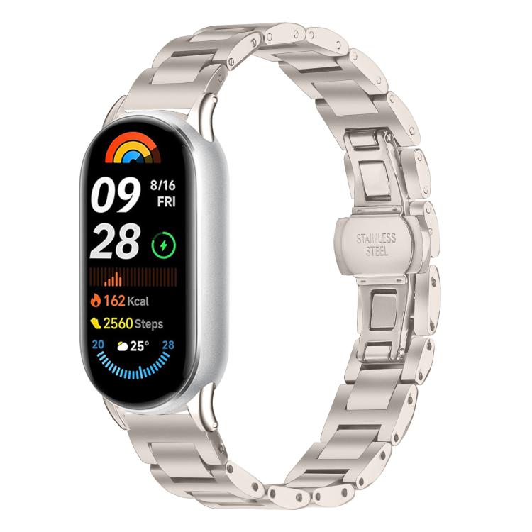 Slim Butterfly Buckle Metal Stainless Steel Watch Band, For Redmi Watch6/5/4/Xiaomi Band 9 Pro/8 Pro, For Xiaomi Smart Band 10 / 9 / 8