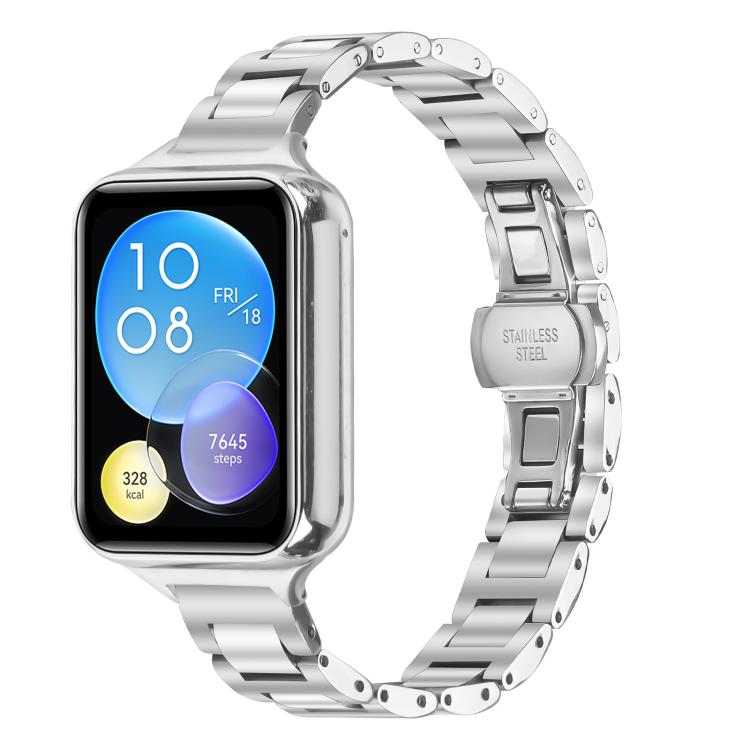 Slim Butterfly Buckle Metal Stainless Steel Watch Band, For Redmi Watch6/5/4/Xiaomi Band 9 Pro/8 Pro, For Xiaomi Smart Band 10 / 9 / 8
