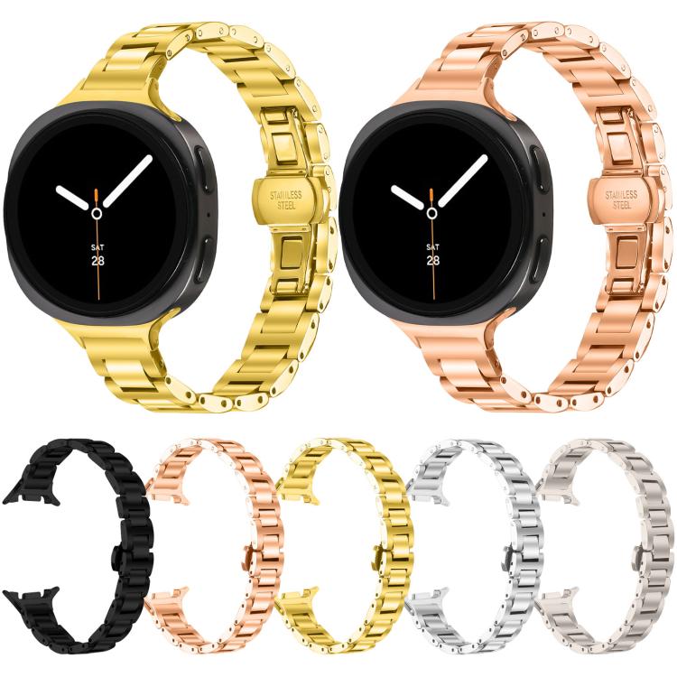 Slim Butterfly Buckle Metal Stainless Steel Watch Band, For Samsung Galaxy Ultra 47mm / Ultra 2025, For Samsung Galaxy Watch8 / Watch8 Classic