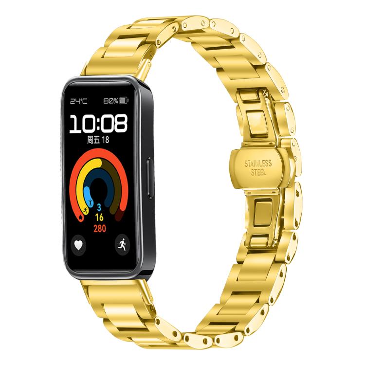 Slim Butterfly Buckle Metal Stainless Steel Watch Band, For Huawei Band 10 / 9 / 8