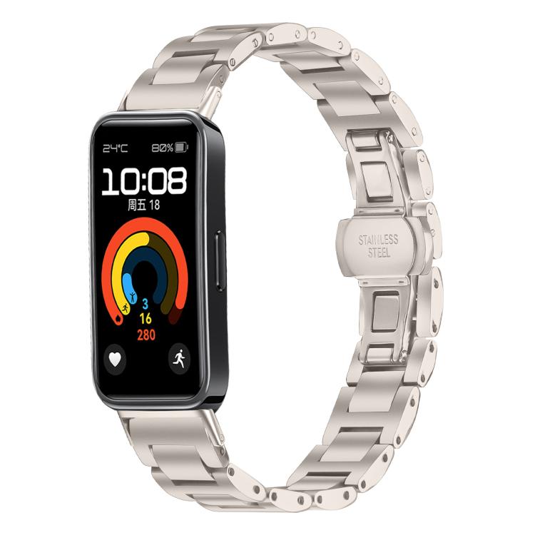 Slim Butterfly Buckle Metal Stainless Steel Watch Band, For Huawei Band 10 / 9 / 8