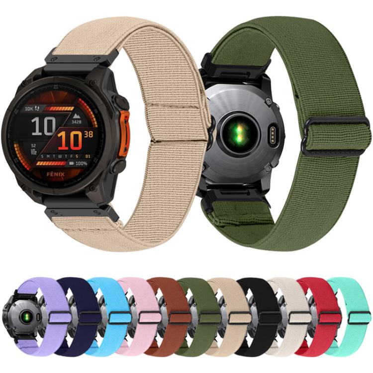 Solid Color Elastic Nylon Watch Band, For Garmin 26mm