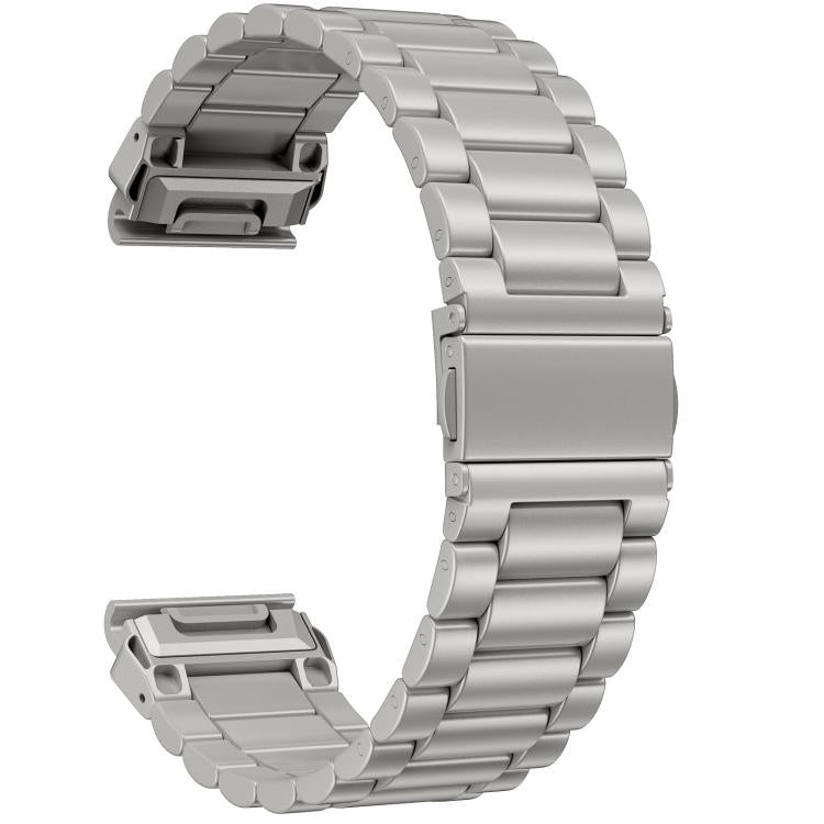 Integrated Tactix Three Beads Folding Clasp Stainless Steel Watch Band, For Garmin 26mm, For Garmin 22mm