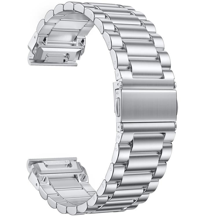 Integrated Tactix Three Beads Folding Clasp Stainless Steel Watch Band, For Garmin 26mm, For Garmin 22mm