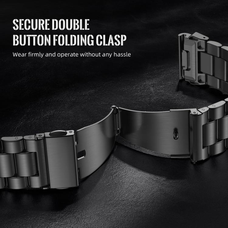 Integrated Tactix Three Beads Folding Clasp Stainless Steel Watch Band, For Garmin 26mm, For Garmin 22mm