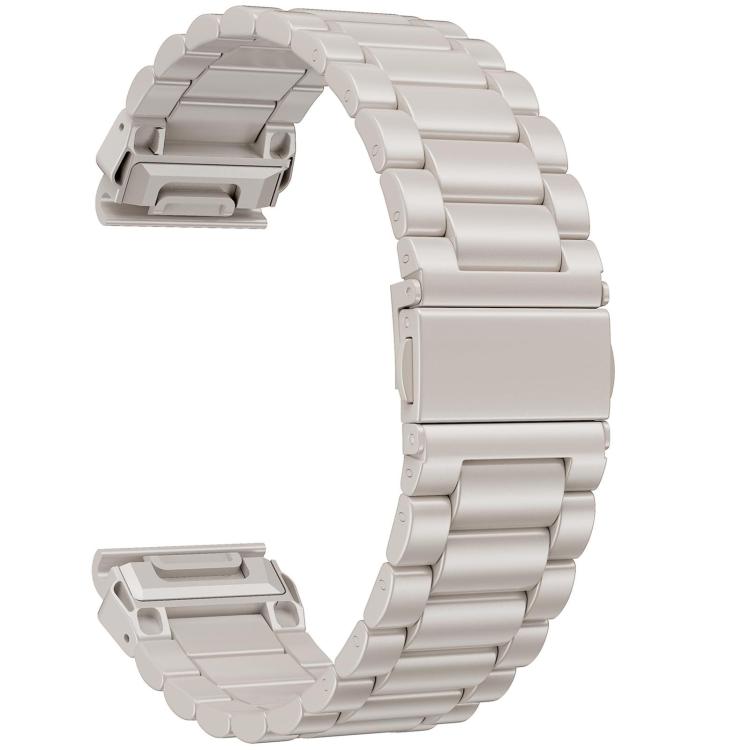 Integrated Tactix Three Beads Folding Clasp Stainless Steel Watch Band, For Garmin 26mm, For Garmin 22mm