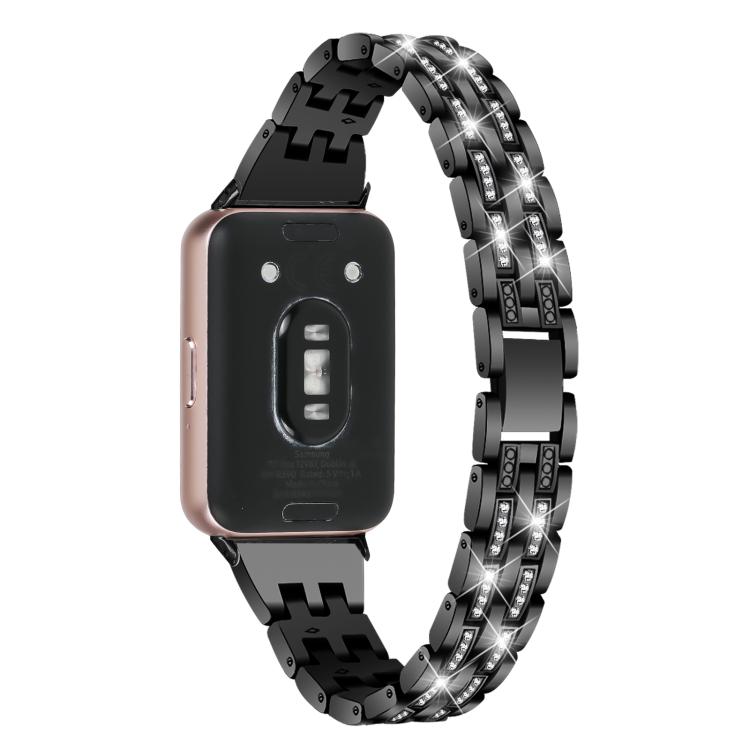 Five Beads Dual Row Diamond Stainless Steel Watch Band, For Honor Watch X5