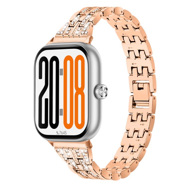 Five Beads Dual Row Diamond Stainless Steel Watch Band, For Honor Watch X5