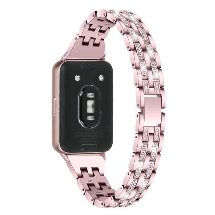 Five Beads Dual Row Diamond Stainless Steel Watch Band, For Honor Watch X5