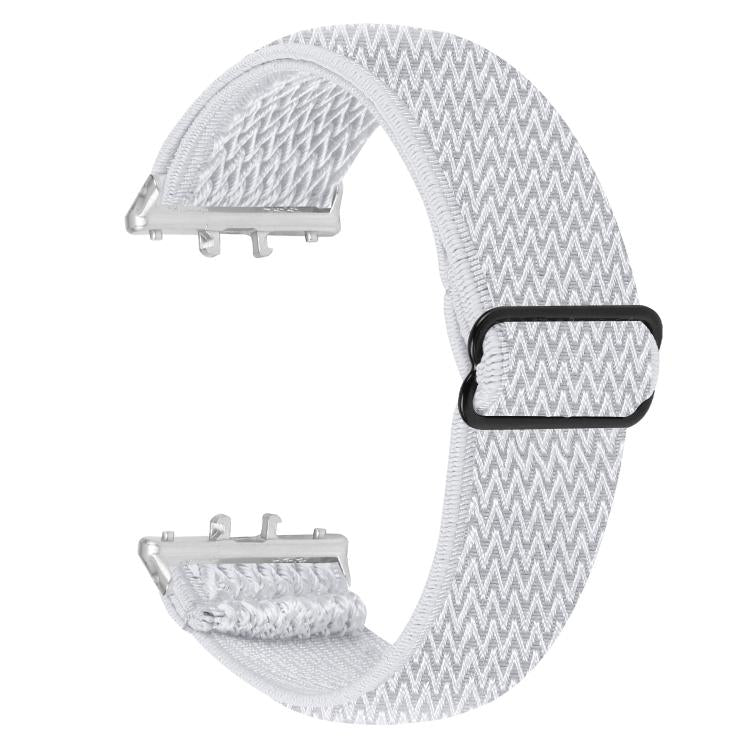 Silver Connector Wave Pattern Elastic Woven Nylon Watch Band, For Honor Watch X5