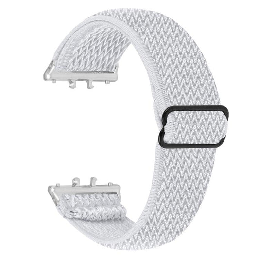 Silver Connector Wave Pattern Elastic Woven Nylon Watch Band, For Honor Watch X5