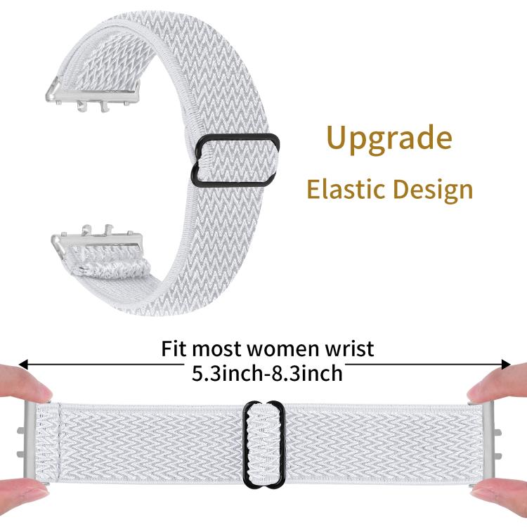 Silver Connector Wave Pattern Elastic Woven Nylon Watch Band, For Honor Watch X5