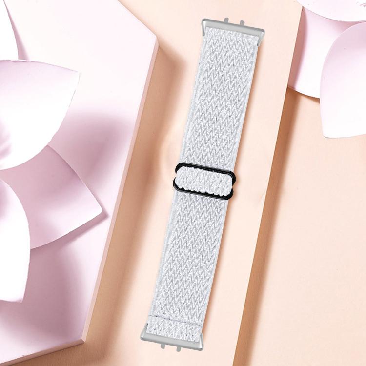 Silver Connector Wave Pattern Elastic Woven Nylon Watch Band, For Honor Watch X5