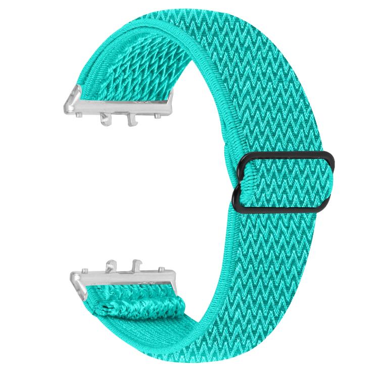 Silver Connector Wave Pattern Elastic Woven Nylon Watch Band, For Honor Watch X5