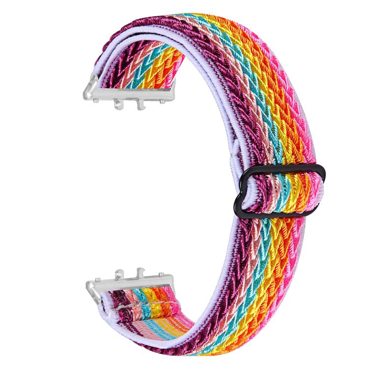 Silver Connector Wave Pattern Elastic Woven Nylon Watch Band, For Honor Watch X5