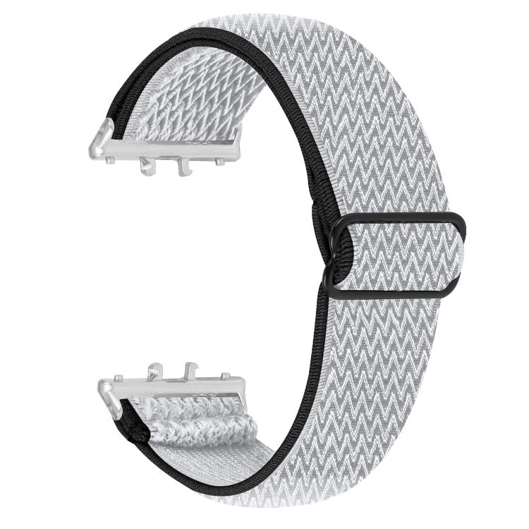 Silver Connector Wave Pattern Elastic Woven Nylon Watch Band, For Honor Watch X5
