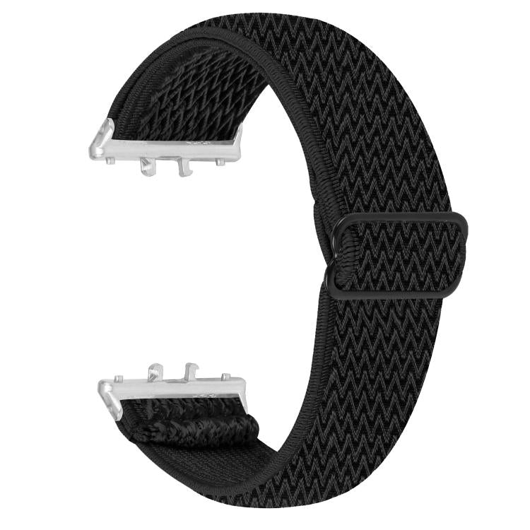 Silver Connector Wave Pattern Elastic Woven Nylon Watch Band, For Honor Watch X5