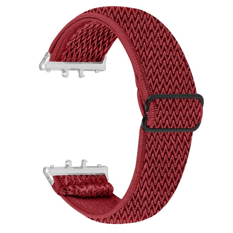 Silver Connector Wave Pattern Elastic Woven Nylon Watch Band, For Honor Watch X5