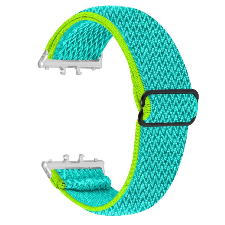 Silver Connector Wave Pattern Elastic Woven Nylon Watch Band, For Honor Watch X5