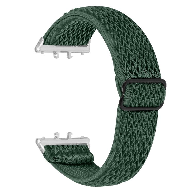 Silver Connector Wave Pattern Elastic Woven Nylon Watch Band, For Honor Watch X5