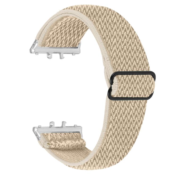 Silver Connector Wave Pattern Elastic Woven Nylon Watch Band, For Honor Watch X5