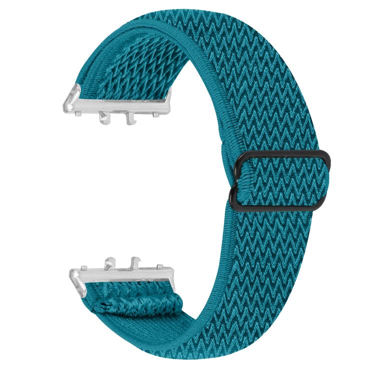 Silver Connector Wave Pattern Elastic Woven Nylon Watch Band, For Honor Watch X5