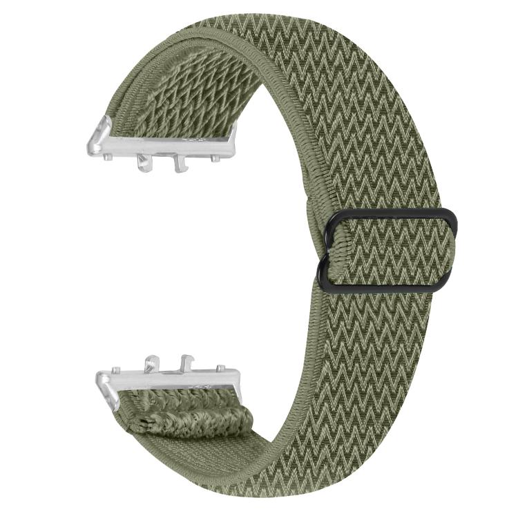 Silver Connector Wave Pattern Elastic Woven Nylon Watch Band, For Honor Watch X5