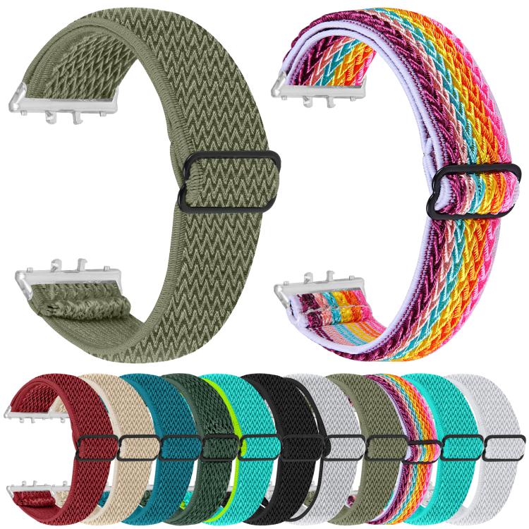 Silver Connector Wave Pattern Elastic Woven Nylon Watch Band, For Honor Watch X5