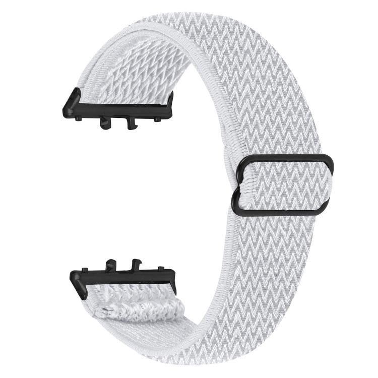 Black Connector Wave Pattern Elastic Woven Nylon Watch Band, For Honor Watch X5