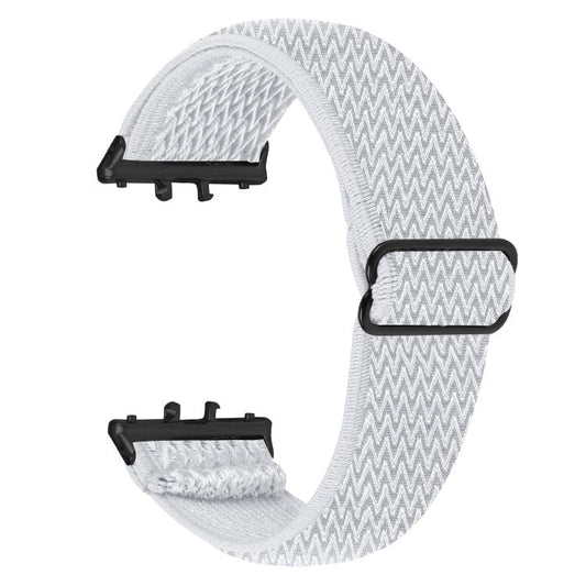 Black Connector Wave Pattern Elastic Woven Nylon Watch Band, For Honor Watch X5