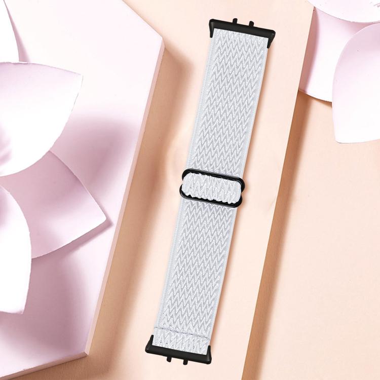 Black Connector Wave Pattern Elastic Woven Nylon Watch Band, For Honor Watch X5