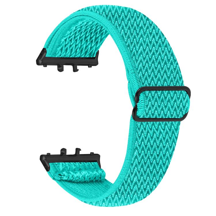 Black Connector Wave Pattern Elastic Woven Nylon Watch Band, For Honor Watch X5