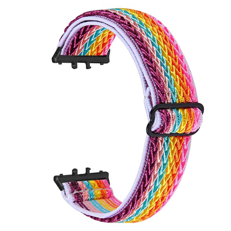 Black Connector Wave Pattern Elastic Woven Nylon Watch Band, For Honor Watch X5