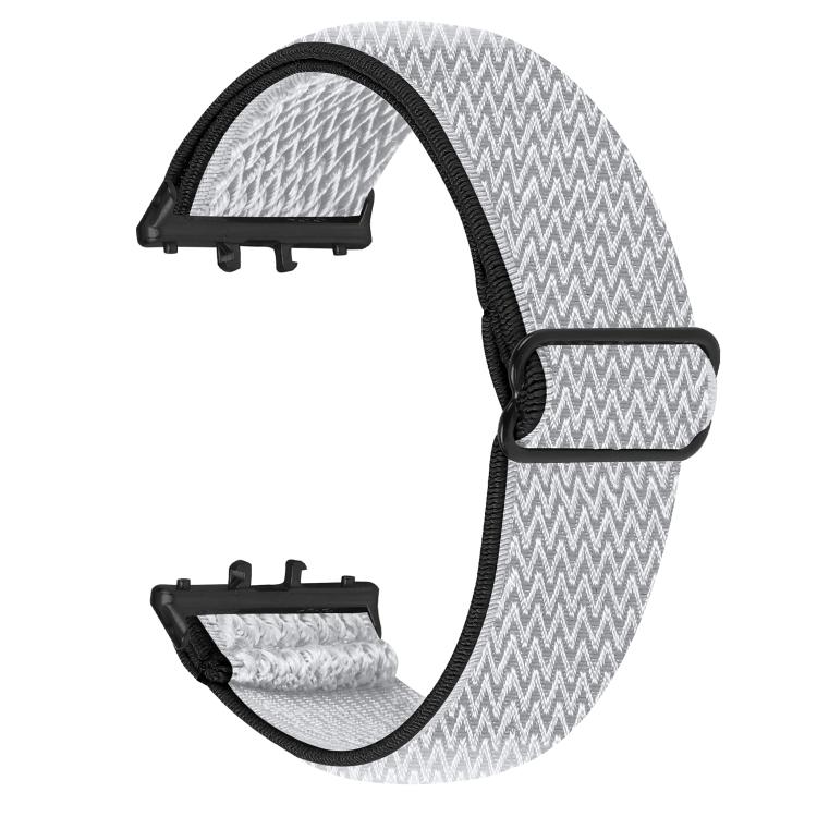 Black Connector Wave Pattern Elastic Woven Nylon Watch Band, For Honor Watch X5