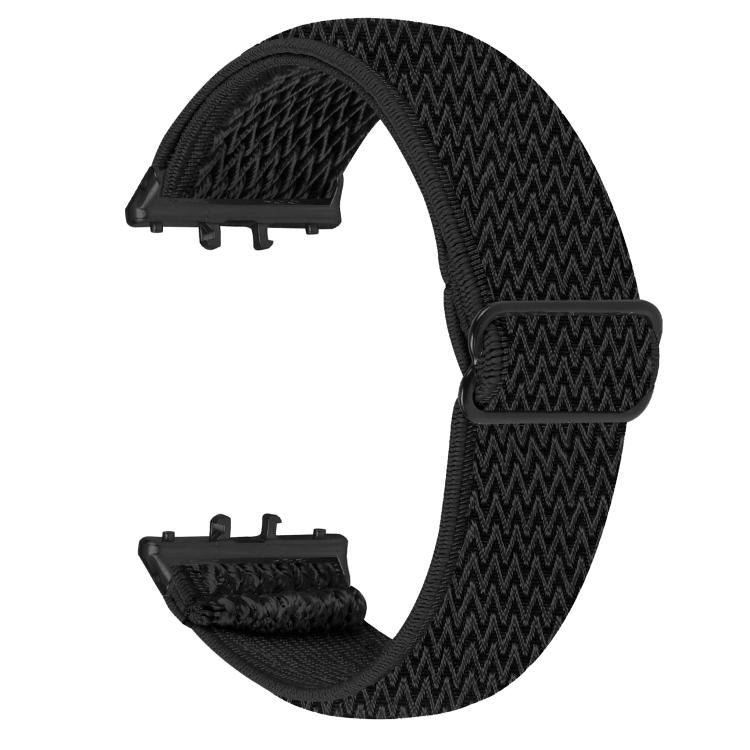 Black Connector Wave Pattern Elastic Woven Nylon Watch Band, For Honor Watch X5