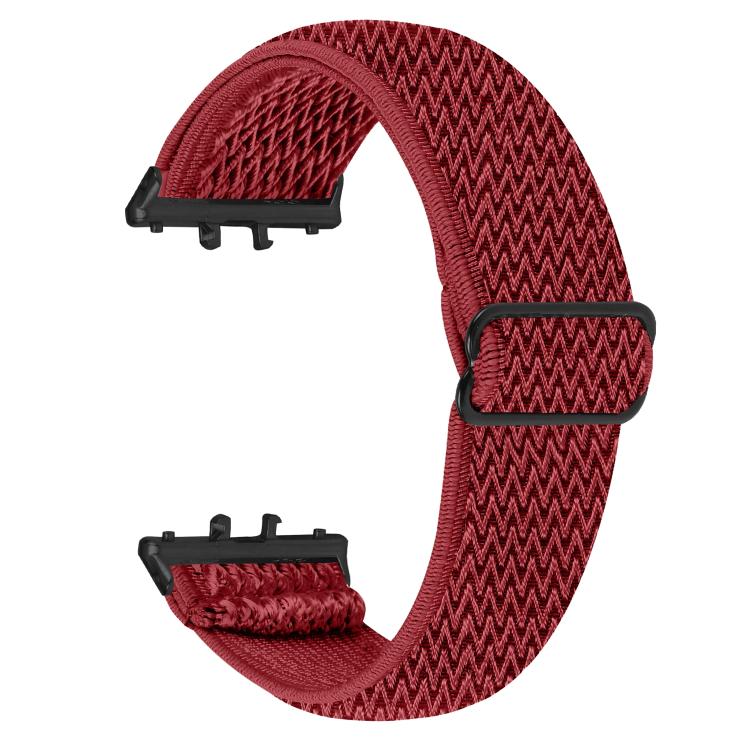 Black Connector Wave Pattern Elastic Woven Nylon Watch Band, For Honor Watch X5