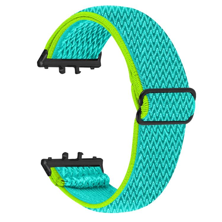 Black Connector Wave Pattern Elastic Woven Nylon Watch Band, For Honor Watch X5