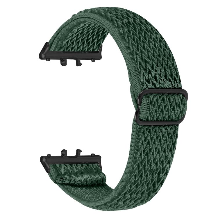 Black Connector Wave Pattern Elastic Woven Nylon Watch Band, For Honor Watch X5