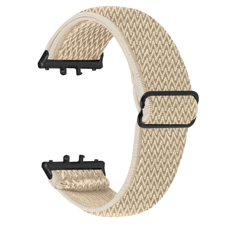 Black Connector Wave Pattern Elastic Woven Nylon Watch Band, For Honor Watch X5