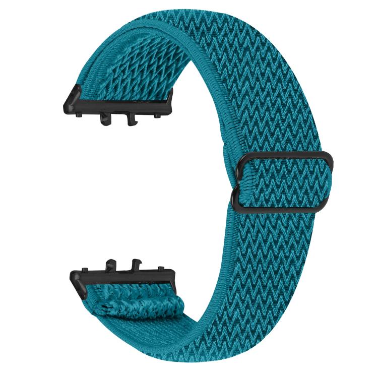 Black Connector Wave Pattern Elastic Woven Nylon Watch Band, For Honor Watch X5