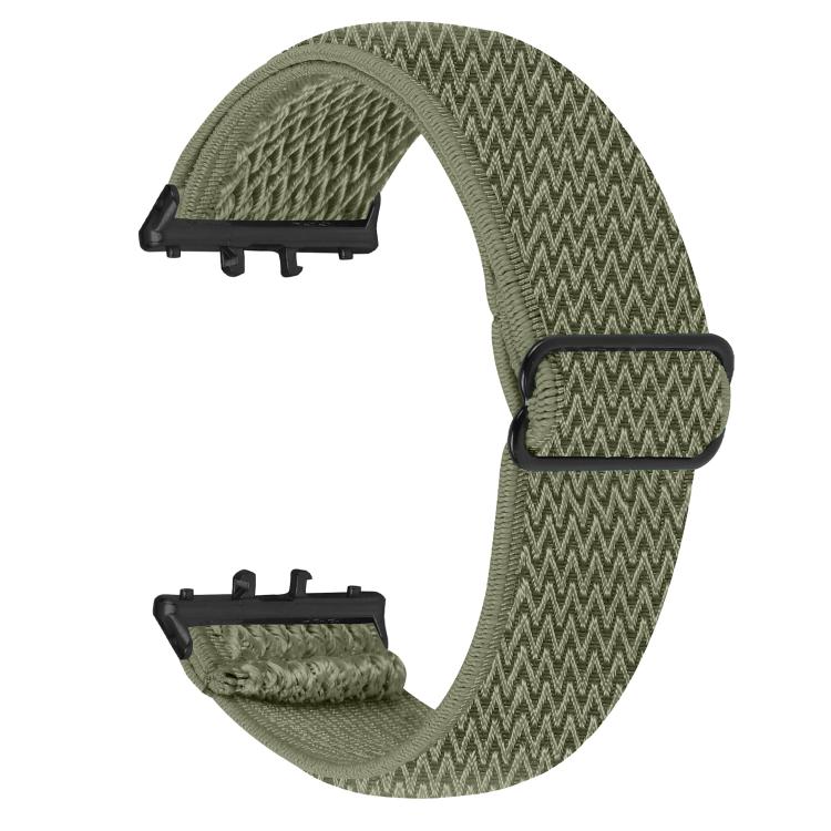 Black Connector Wave Pattern Elastic Woven Nylon Watch Band, For Honor Watch X5