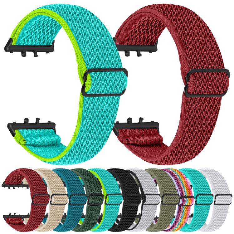 Black Connector Wave Pattern Elastic Woven Nylon Watch Band, For Honor Watch X5