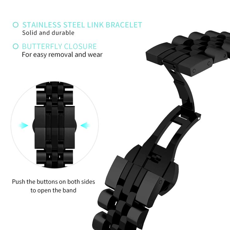 Semicircle Five Beads Butterfly Clasp Stainless Steel Watch Band, For Honor Watch X5